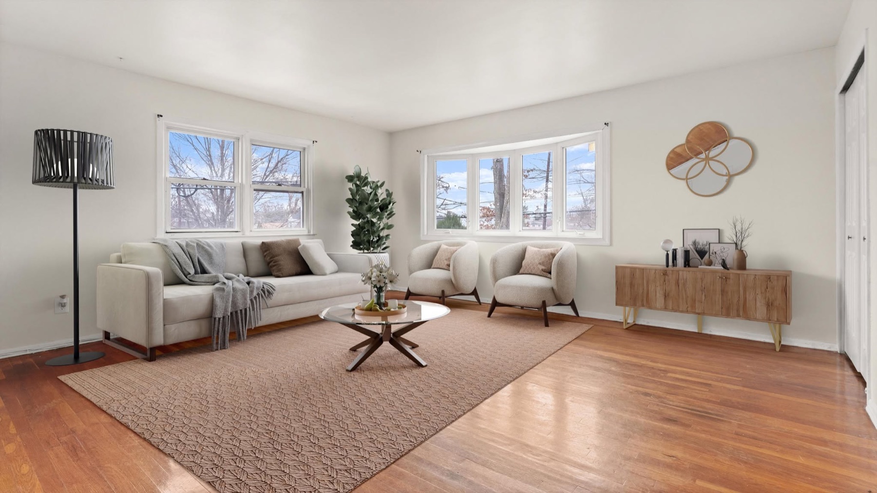 Staged living room in a New Jersey home
